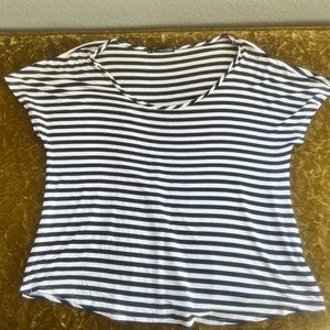 Black and White Striped Short-Sleeve Shirt